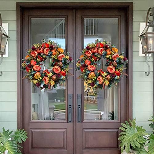Zhyh Plant Wreath Door Decoration Autumn Rattan Ring Door pendurado Ornamentos de decoração da janela de vime