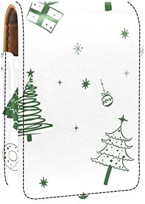 Caixa de batom de Oryuekan, bolsa de maquiagem portátil fofa bolsa cosmética, organizador de maquiagem de suporte de batom, donut de floco de neve verde do desenho animado de árvore de Natal