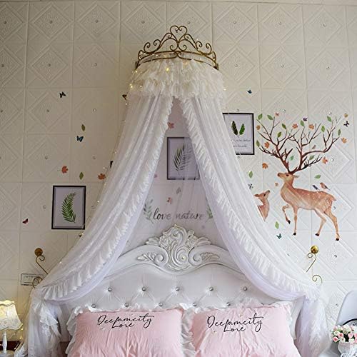 Esgito Campo de cama para meninas - Princess Bed Canopy Mosquito NET Berçário Decoração Dome Dome Premium Yarn Reding Castelo