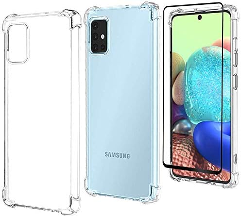 HnHygete Samsung A71 5G Caso, Samsung Galaxy A71 5G Case, com protetor de tela, Casos de proteção à proteção de TPU suave de cor clara à prova de choque transparente para Samsung Galaxy A71 5G