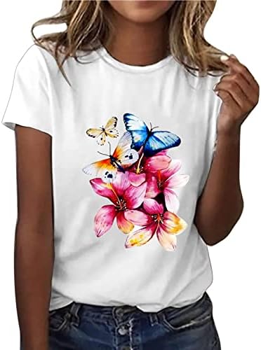 Camiseta impressa para o outono feminino verão de manga curta de pescoço de pescoço tamis as camisetas de mulheres roupas country concert rf rf