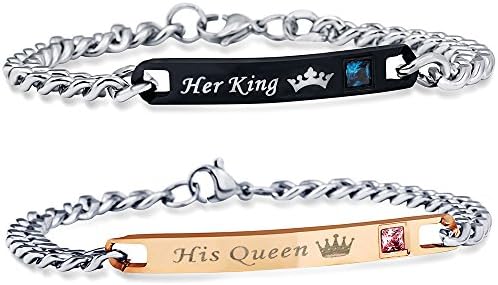 Uloveido, sua rainha e seu rei colares de titânio preto e braceletes combinando conjuntos de jóias para homens e mulheres com