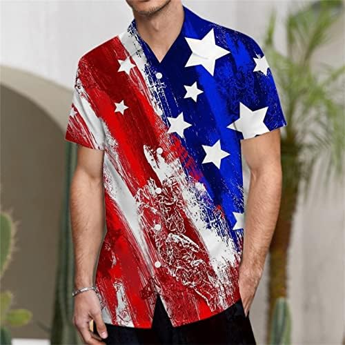 Yangqigy masculino camisetas de manga curta camisa de bandeira americana masculino 3d impressão digital bolso de bolso curto camisetas para