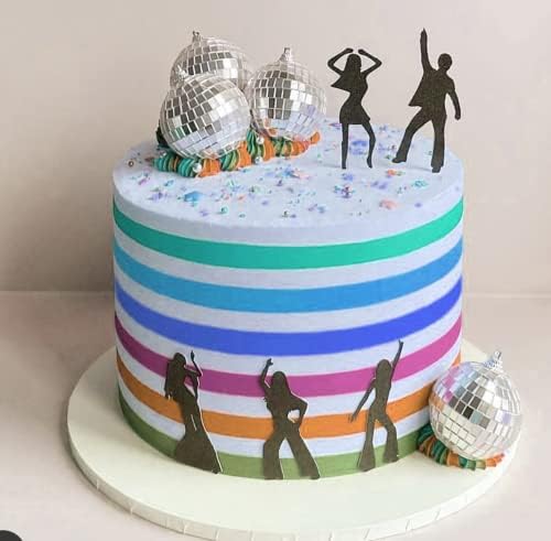 Jevenis disco Party Supplies Disco Ball Cake Decoração dançando pessoas Decoração de bolo de música Decoração de disco Party Favors