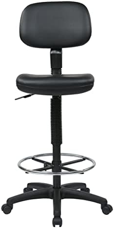 Cadeira de desenho ajustável da série DC STAR DO ESCRITÓRIO com anel de pé e assento de espuma esculpida, vinil preto