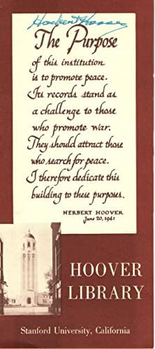 Hebert Hoover assinou a biblioteca de panfleto autografada de panfleto Stanford JSA XX93878