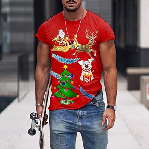 Xzhdd Soldado de Natal T-shirts de manga curta para homens, Natal Papai Noel Print Print Crewneck Tee Tops de festa casual