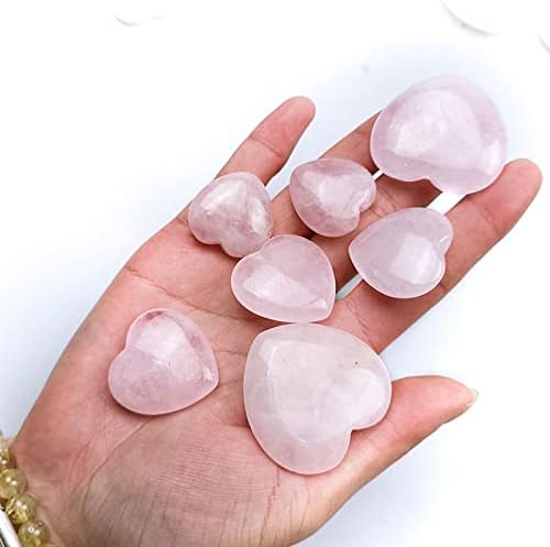 Zxdy cristal natural em forma de coração polido em forma de coração gem rosa quartzo ametista todos os tipos de cura de cristal de cristal amor gem