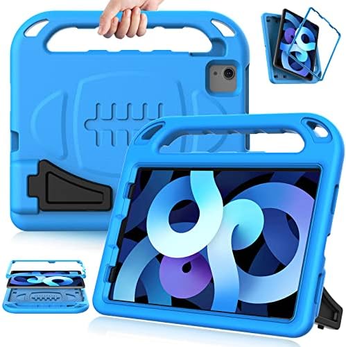 Caixa Ltrop para iPad Air 5th/4th Generation Case, iPad Pro 11 Caso 2021/2020/2018, protetor de tela embutido, manivela à prova de choques Stand Kids Case para iPad Air 5/4 10.9 e iPad Pro 11, azul