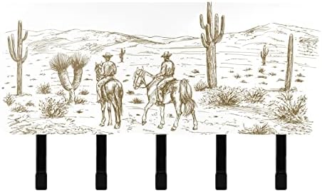 Xigua Western Desert Cowboys Key titular para parede com organizador de correio e 5 ganchos -chave Chave decorativa e suporte para correio para a decoração da fazenda do escritório da cozinha, 7,1 x 4,1 x 1,2