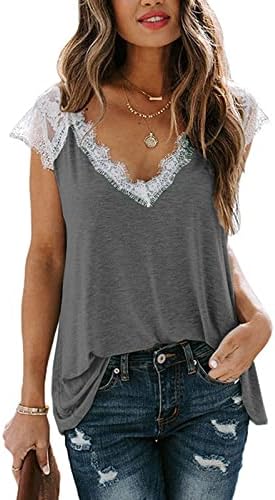 Mulher Tops Tops Camiseta de verão de decote curto Vises de verão soltas camisetas top top