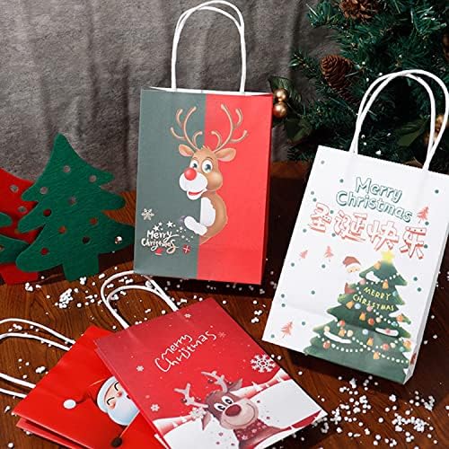 Wuronxin 18 PCs Sacos de presente de Natal, 9 estilos de sacolas de presente com alças sacolas de presente pequenas reutilizáveis, sacos de papel de natal, festas favores