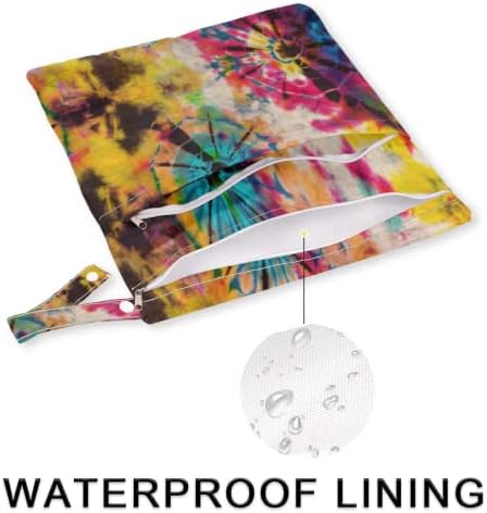 Dye de gravata abstrato vintage 2pcs impermeabilizada molhado molhado saco reutilizável de pano de bebê lavável saco de fraldas