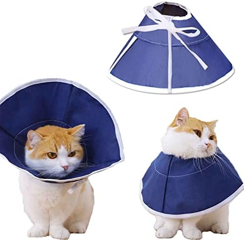 Colar de cone de pano macio para gatinhos gatos, cone de recuperação cone elizabetano para gato após cirurgia, loops de colarinho e cone ajustável, gato anti lamber o colarinho de cicatrização de feridas protetora