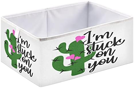 Organizador de cubos de armazenamento dobrável de Alaza, estou preso em você Cactus Love Storage Containers Closet Shelf Organizer com alças para o escritório em casa