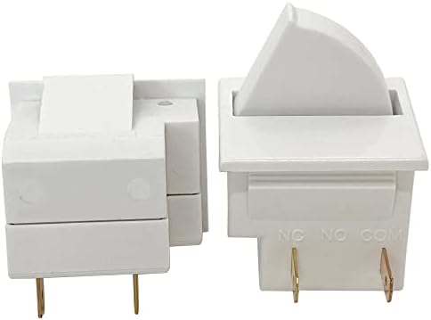 2PCS Refrigerador Porta Luz de luz Switch 2 pés compatíveis para GE Whirlpool, Maytag, Almirante, Amana, Kenmore, KitchenAid, Magic Chef Freezer Momentary Fridge Switch 2pin NC AC 250V 2A-2.5a