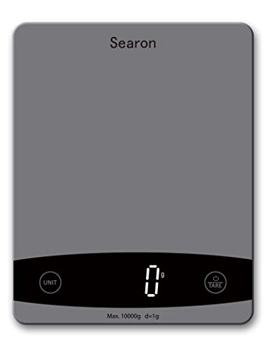 Searon Food Kitchen Scale Digital - onças e gramas Ml lb, 10kg/22lb Capacidade para perda de peso, assadeira, cozinha, ceto e preparação para refeições, painel de vidro temperado - 7,9 x 6,3 x 0,6 polegadas