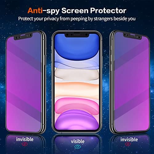 CNARERY [2 pacote] [cobertura completa] Protetor de tela de privacidade roxa para iPhone 11/iPhone XR- 6,1 polegadas, vidro temperado