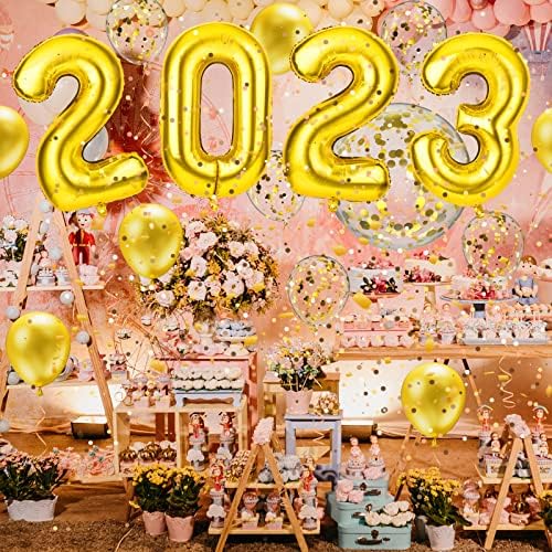 40 polegadas 2023 Números de balões, ouro 2023 Conjunto de balões Decorações de grande