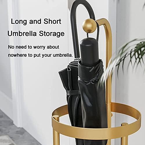 Suporte de guarda -chuva de metal zesus decorativo e estável suporte com bandeja removível/preto/20x20x65cm