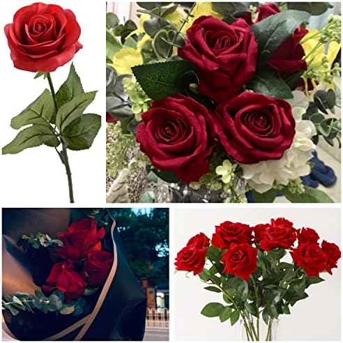 LG Louis Garden Rosa Vermelha Flores Artificiais, Beleza e Kit de Rosa Besta, Rosa Vermelha Sóte