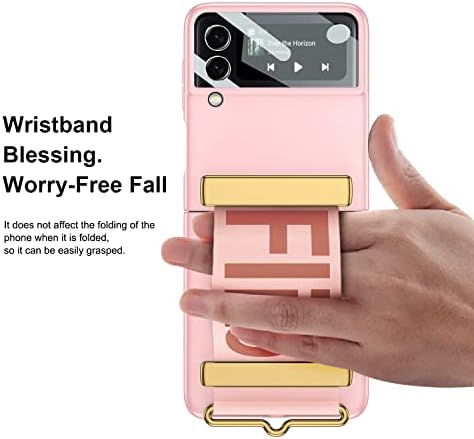Cague Shieid Samsung Z Flip 4, Galaxy Z Flip 4 Caixa de telefone Tampa de proteção ultrafina com cinta, protetor