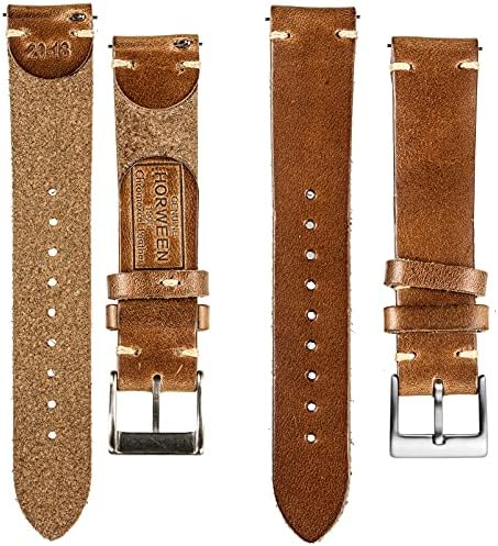 Bandas de relógio de couro de Hemsut H 20mm para homens, fino Horween Leather Watch Strap Libere o relógio vintage Vintage