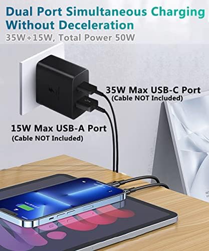 Samsung 35W Canderador de parede de porta dupla Adaptador C USB C, carregador de bloqueio de carregamento super rápido