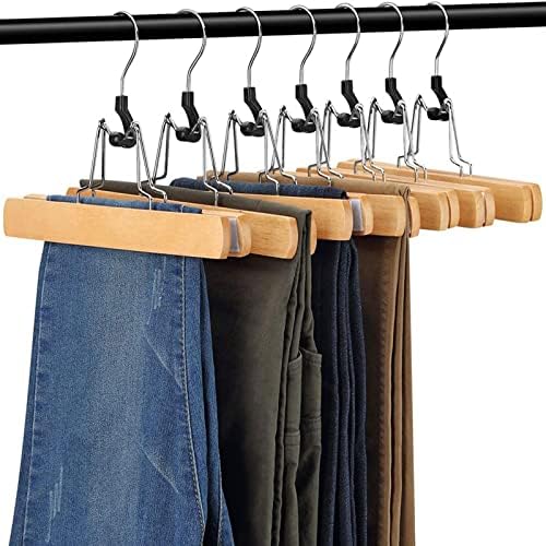 Knokr Standard Hangers, calças de madeira Jeans Jeans Jeans Solds Non Slip Clips Slack Glamp Hanger