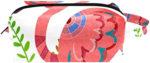Bolsa de maquiagem tbouobt bolsa de bolsa cosmética com zíper, desenho animado flamingo