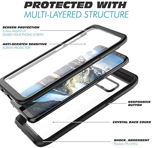Pakoyi Samsung Galaxy S8 Plus Caso, protetor de tela integrado de capa de corpo inteiro Protetor de tela integral Slim
