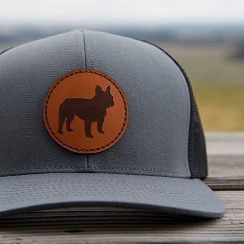 Frenchie French Bulldog Leather Patch Hat | Presente francês | Frenchie Trucker Hat | Bulldog Baseball Hat