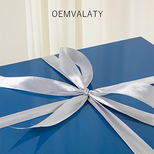 Caixa de presente Oemvalaty 2 pacote 16,5x13x5,3 polegadas, azuis Caixas de presente extra -grande com tampa magnética para presentes roupas, caixa de proposta de dama de honra dobrável reutilizável
