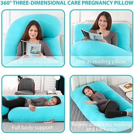 Almofado de gravidez de Victostar, 57 polegadas de maternidade em forma de U com um travesseiro de corpo inteiro removível, suporte