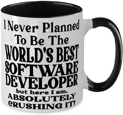 Desenvolvedor de software 11oz Two Tone Black and White Coffee Caneca - Eu nunca planejei ser o melhor desenvolvedor