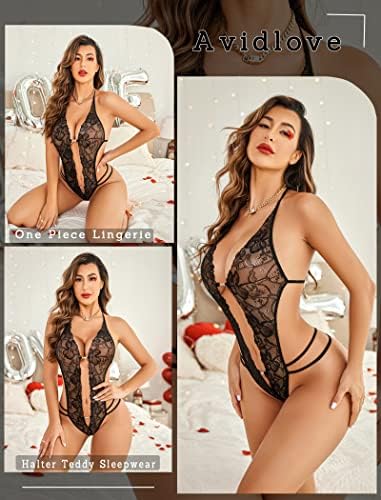 Mulheres Avidlove One Piece Lingerie Sexy Lace Bodysuit Deep V Teddy Babydoll XS-XXXL