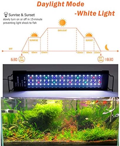 Hygger Auto em Luz de aquário LED de 30 a 36 polegadas LED extensível Domanável 7 Cores Luminária de espectro completa para água plantada