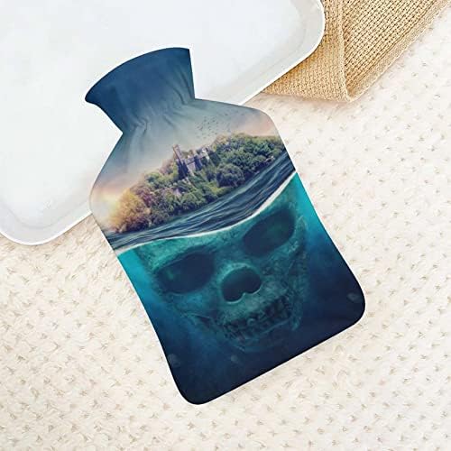 Fantasy Skull Island Borracha Hot Water Bottle com tampa de lã Mãos Saco de água quente mais quente