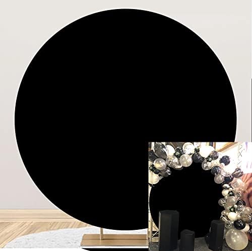 Dashan Pure Black 7.2x7.2ft poliéster redondo cenário de pano de fundo preto fotografia de fundo homens adultos menino de aniversário