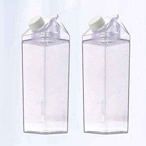 Garrafa de caixa de leite de leite 2pcs 500 ml garrafas de leite de leite de leite garrafa de água de água transparente garrafa de água portátil com tampas para esportes esportivos ao ar livre garrafa de água