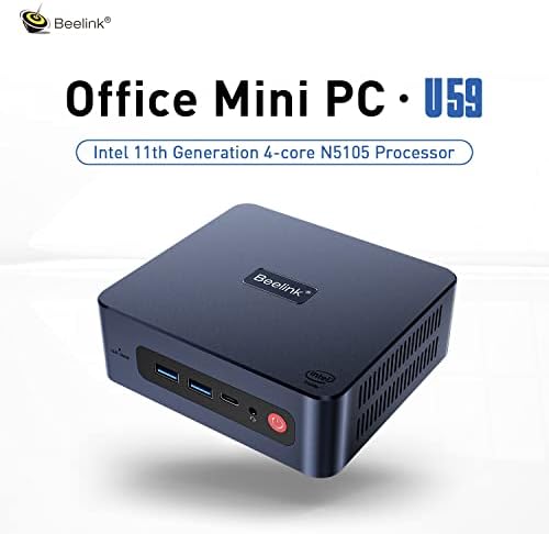 Processador Beelink N5105, U59 Pro Mini PC, Mini Desktop Computer com 16 GB DDR4 + 500 GB SSD, suporta 4K HDMI/tipo C, WiFi