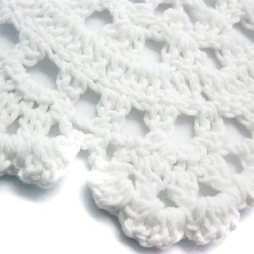 Kilofly feita à mão Crochet redondo algodão Tabela de renda Placemats Pacote de valor de valor [conjunto de 4], medalhão, 9,8 x 9,6 polegadas, branco