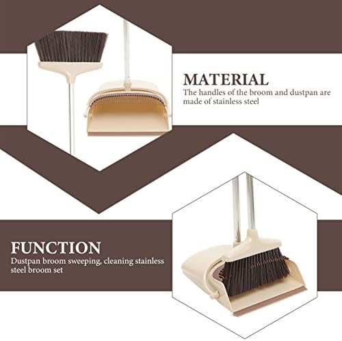 Varredor de Yardwe 1 Set Broom and Dustpan Set Standing Broom Dustpan Configurar a vassoura Stand Up Broom e Dustpan