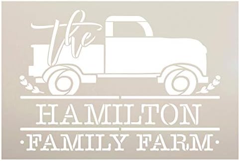 Estêncil de fazenda familiar personalizado com caminhão vintage por Studior12 | Capacho de bricolage | Craft & Paint Farmhouse