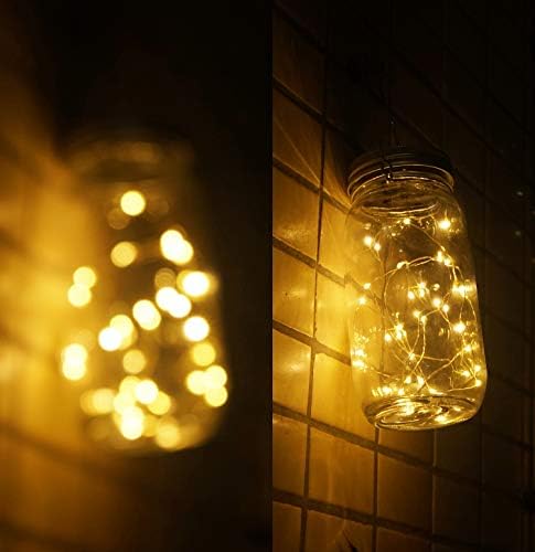 Luzes de jarra de pedreiro solar, tamanho grande de vidro de vidro jarro com 30 LEDS Fairy Firefly String Lights, Melhor Patio