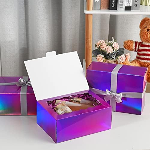 Caixas de presente shansvye com tampas, 9,5x7,5x5 polegadas, caixas de presente roxas gradientes para presente, caixa de proposta