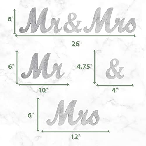 Mandala Crafts Mr e Sra. Sign para mesa de casamento - Sr. e Sra. Sign Decorações de casamento Conjunto - prata Sra. Sra. Sign Sinal de casamento Decorações de mesa de coração
