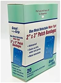 Medique Products 67271 Bandagem apertada de água, detectável de metal azul, 2 polegadas x 3 polegadas, 20 acusações