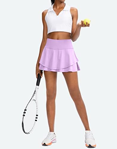 Saia de tênis plissada para mulheres com shorts 4 bolsos de alta cintura de cintura feminina que corre as saias atléticas de golfe
