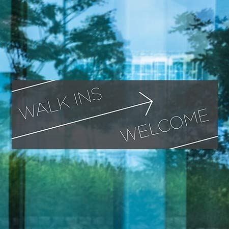 CGSignLab | A janela Walk Ins Ins Welcome -Black Black se apega | 36 x12